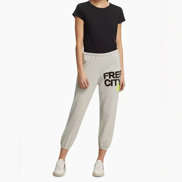 ✨FREECITY Logo Cotton Sweatpants in Stardust Size XS NWT - Picture 1 of 16